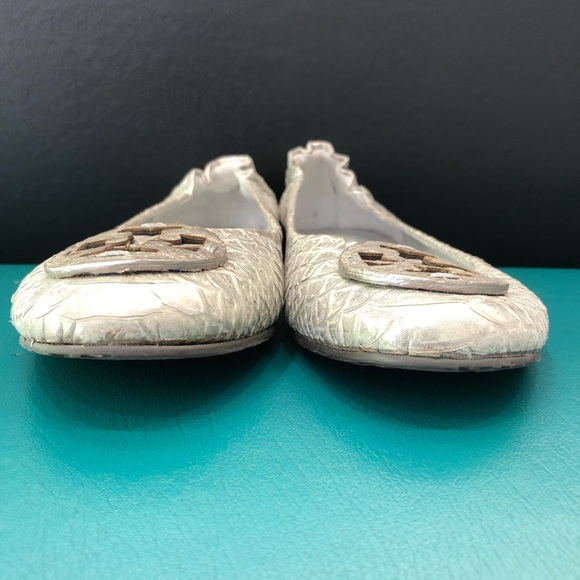 Tory Burch Silver Leather Ballet Flats - Picture 3 of 5